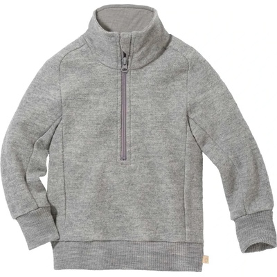 disana Детски вълнен пуловер disana Kid's Troyer Half-Zip Merino jumper - Grau - размер 98/104 (EU) (704-4751-0113)