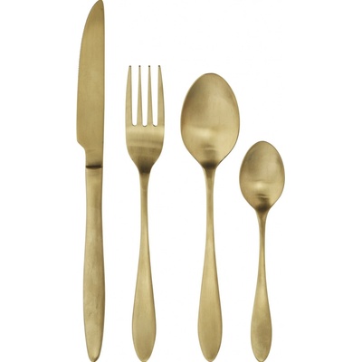 Madam STOLTZ Sada příborů z nerezové oceli Gold set 4 ks zlatá barva kov