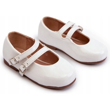 Margenis dětské lakované balerínky s pruhy bílé