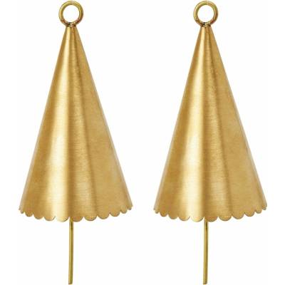 Ferm Living Závěsná ozdoba Cone Brass – set 2 ks, zlatá barva, kov