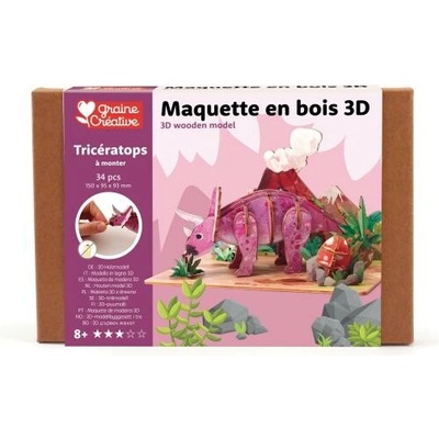GRAINE CREATIVE Drevený 3D model Triceratops