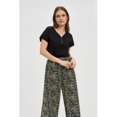 Moodo Дамска черна блуза с декоративни копчета Moodo | Cheren | ЖЕНИ | XS