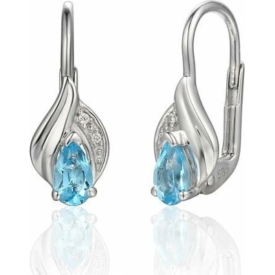 Gems, Působivé náušnice Roya, bílé zlato s brilianty a blue topazem, 585-38-3-0951.1B00.0.00.HSI1.603.08