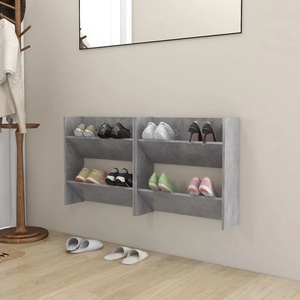 vidaXL Стенни шкафове за обувки, 2 бр, бетонно сиво, 60x18x60 см, ПДЧ (806727)