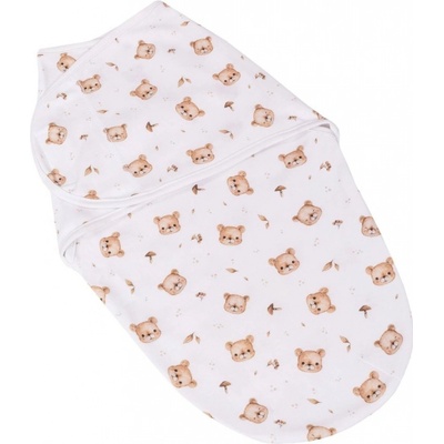 Baby Nellys zavinovačka Bear biela s potlačou