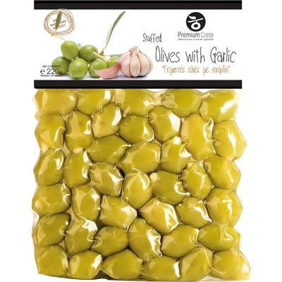 Premium Crete Zelené olivy plněné česnekem 220 g