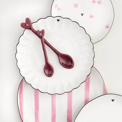 Bastion Collections Keramická lžička Coffee rose heart plochá 14 cm