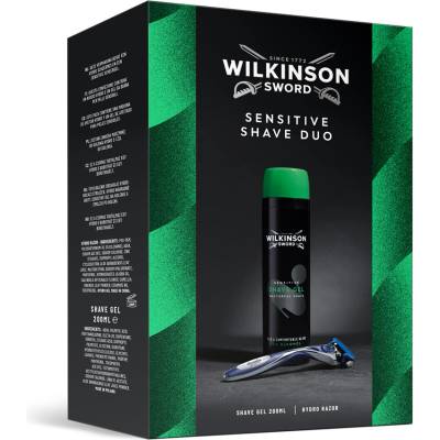 Wilkinson Sword Sensitive Shave Gel penivý gél na holenie pre mužov 200 ml + Wilkinson Sword Hydro5 holiaci strojček pre mužov kozmetická sada