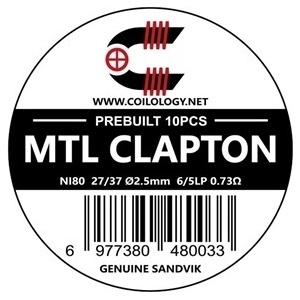 Coilology MTL Clapton SANDVIK Ni80 27/37 2.5mm 6/5LP 0.73ohm 10pcs
