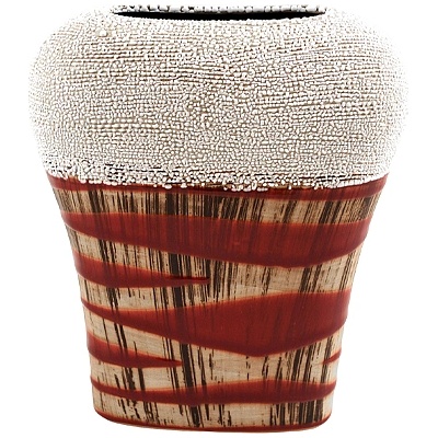 ВАЗА КЕРАМИЧНА -БЯЛО И ЧЕРВЕНО 25h--- (011258)