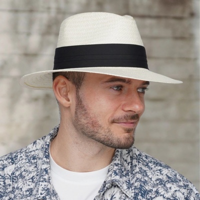 Krumlovanka letní klobouk Fedora unisex AA-6H36 krémový