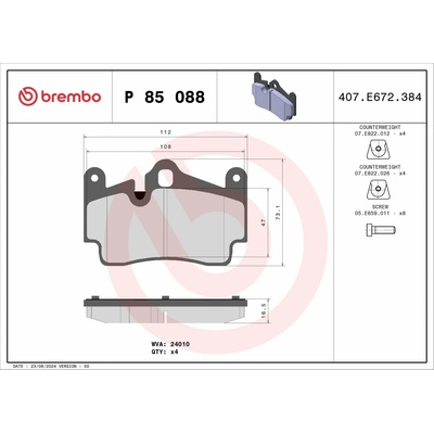BREMBO Súprava brzdových doštičiek P 85 088