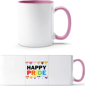 TTH Dvojfarebný Hrnček Nápis Happy Pride Biela Anitcká Ružová Standard Darčeky PrintEQ 250 ml
