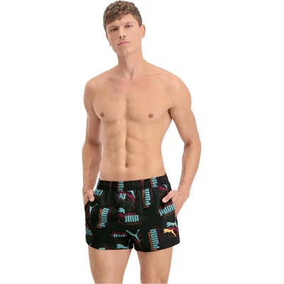 PUMA Бански гащета Puma Men's Logo Print Swim Shorts - Blk/Blu/Or/Rd