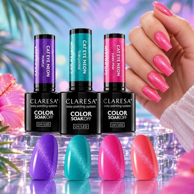 CLARESA gel lak Cat Eye Neon různé odstíny 5 g