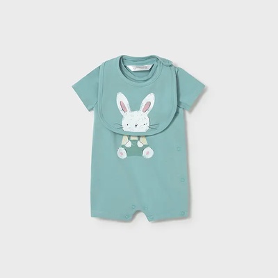 Mayoral Гащеризон къс с лигавник в тюркоазен цвят зайче за новородено момче Mayoral