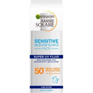 Garnier Ambre Solaire Sensitive Advanced SPF 50+ Слънцезащитен флуид за лице за чувствителна кожа