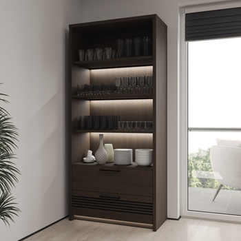 Forte Етажерка seven 90 см, мазурски дъб , led Осветление (eufr711-d131/set)