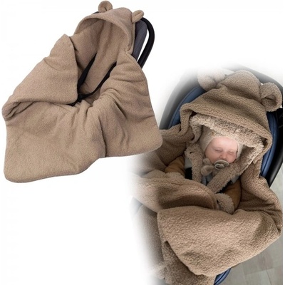 Baby Nellys Oteplený fusák deka s kapucí do autosedačky Beránek hnědý