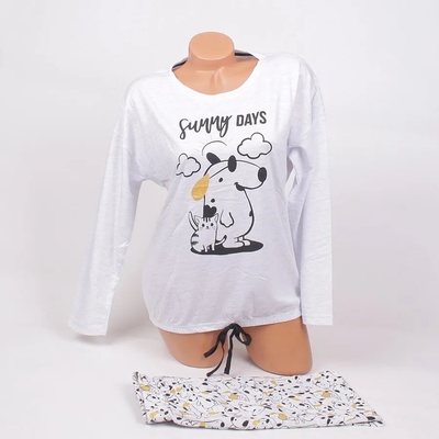 Пижама в бледосив цвят с куче и коте