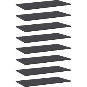 vidaXL Рафтове за етажерка, 8 бр, сиви, 80x40x1, 5 см, ПДЧ (805335)