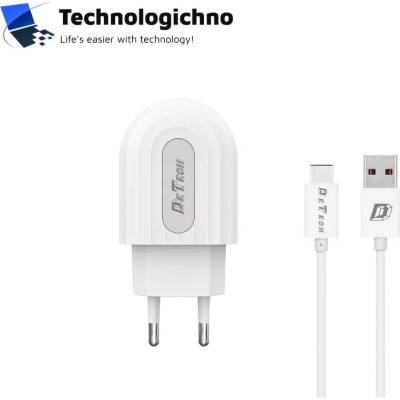DeTech Зарядно DeTech DE-28C 220V 2.4A + Type-C кабел (090501034)