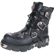 New Rock boty kožené Cross Shoes 407-S1 black-grey černé