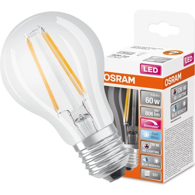 Osram LED žiarovka E27 A60 5,8W 60W 806lm 4000K Neutrálne 300° CRI90 Stmievateľné vlákno SUPER STAR+