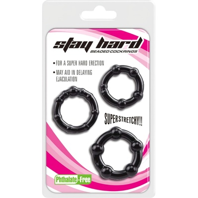 Lonely Stay Hard - комплект пенис рингове - черни (3 части)