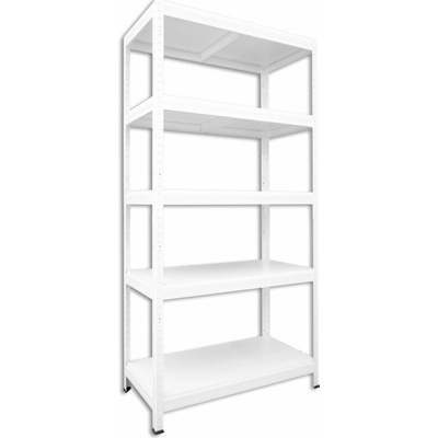 Biedrax Kovový regál 35 x 90 x 180 cm, biely - 5 políc biele lamino 12mm
