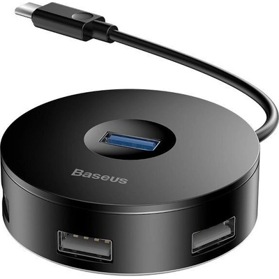 USB хъб Baseus Round Box, 4-портов за компютри и лаптопи, Черен | CAHUB-G01 (CAHUB-G01)