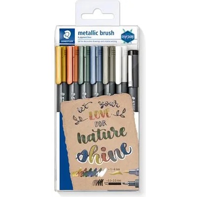 STAEDTLER Декоративен маркер, 1-6 мм, конусовиден, с безплатно мастило, staedtler "8321", 6 различни цвята металик 8321 tb7 (8321 tb7)