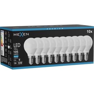 Mexen Nova 10x LED крушка E14, G45, 1W, Студена - 6500K, 105 lm - L101-E14-0165-01x10 (L101-E14-0165-01x10)
