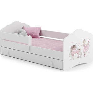 Kobi Детско легло FALA с парапет и чекмедже с различни мотиви (140 х 70 см, unicorn and girl)