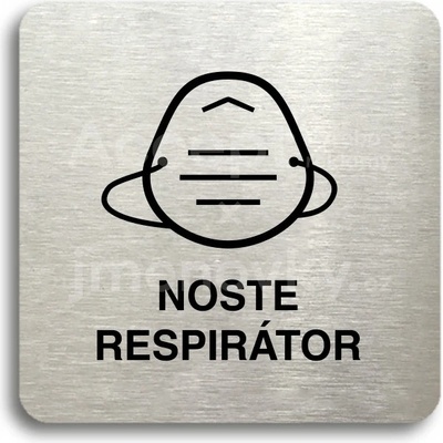 ACCEPT Piktogram noste respirátor IV - stříbrná tabulka - černý tisk bez rámečku