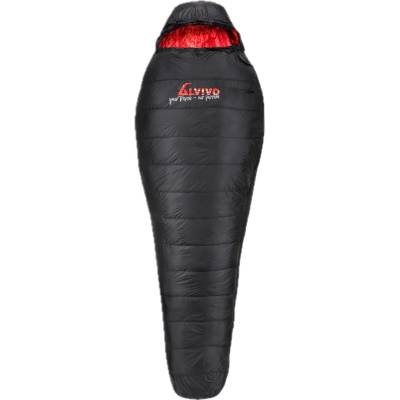 Alvivo Пухен спален чувал Alvivo Ibex 600 S Down sleeping bag - Black / Red - размер 225 cm (513-2063-0111)