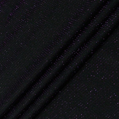 Úplet černý, fialový lurex, š.150