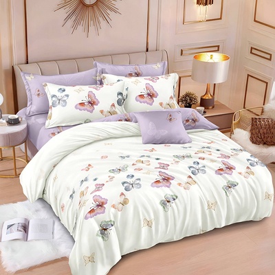 EmonaMall Двулицево спално бельо с ластик EmonaMall, 6 части - Модел S18910 (S18910-66666e)