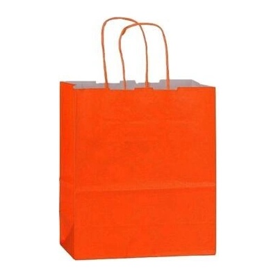 Papírová taška s krouceným uchem oranžová 180x80x220 mm