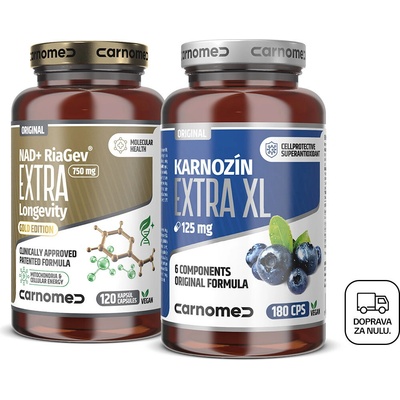 CarnoMed NAD+ RiaGev EXTRA Longevity 120 kapsúl + Karnozín EXTRA XL 180 kapsúl