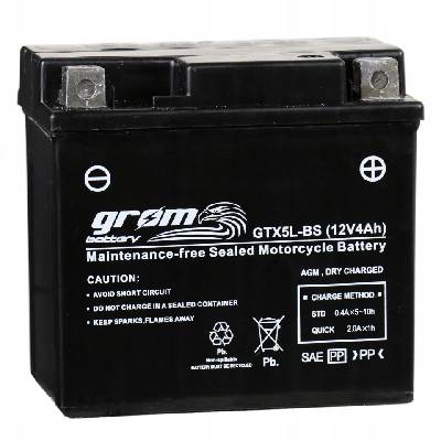 Akumulátor motocyklový GROM GTX5L-BS YTX5L-BS 12V 4Ah 80A P+