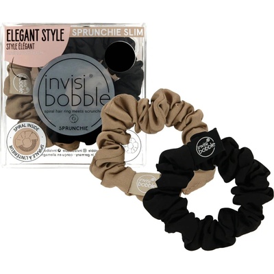 Invisibobble SPRUNCHIE SLIM gumička do vlasů Elegant Style 2 ks barva True Golden - černá a zlatá