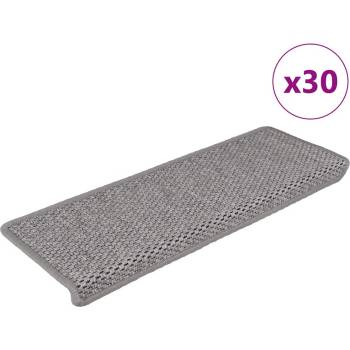 vidaXL Самозалепващи стелки за стълби вид сизал 30бр 65x21x4 см сребро (3365883)