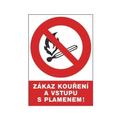 Tabulka bezpečnostní - Zákaz kouření a vstupu s plamenem 300 x 210 mm, balení 1 ks