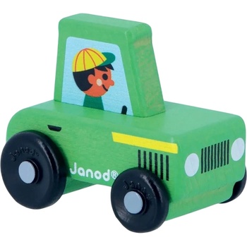 Janod Дървена количка Janod Cross Roads - Трактор, зелен (J05931)