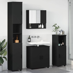 vidaXL Комплект мебели за баня 4 бр. Черно 61 x 35 x 64 см (3392964)