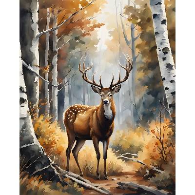Norimpex Diamantový obrázek 30x40cm Jelen na lesní cestě