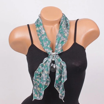 Image 1 of Модно фишу в сиво на точки и прозрачен камък