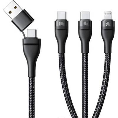 Baseus P10377501111-00 FLASH SERIES III 3 v 1, Type-C/USB – 2 Type-C/Lightning 150cm černý