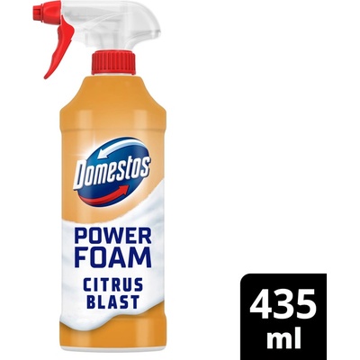 Domestos Power Foam Citrus Blast Pěnový čistič toalet a koupelen 435 ml